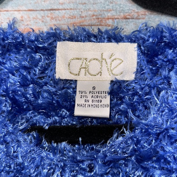 Vintage Gold Tag Cache Fuzzy Blue Top Small - Picture 4 of 5